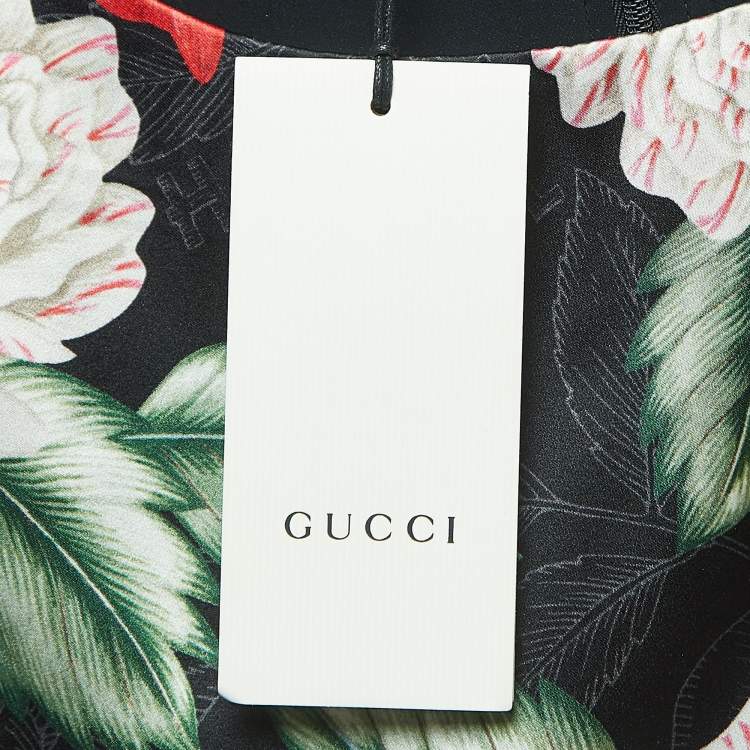 مملوكة مسبقًا Gucci Black Hawaii Printed Silk Sleeveless Midi Dress XL