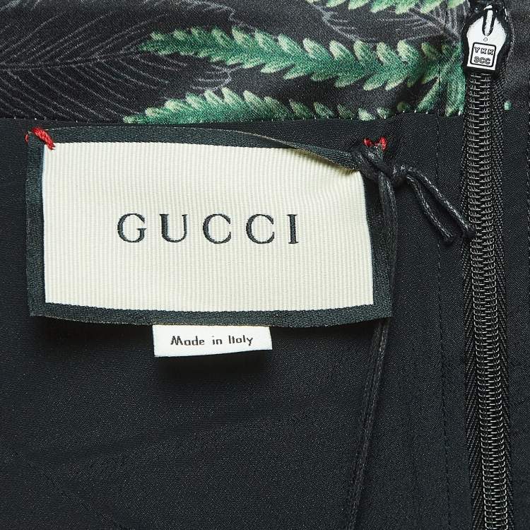 مملوكة مسبقًا Gucci Black Hawaii Printed Silk Sleeveless Midi Dress XL