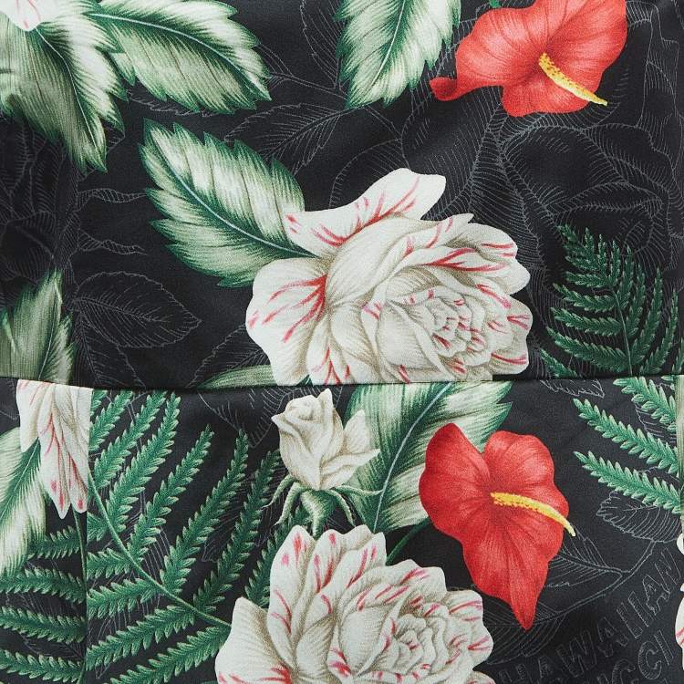 مملوكة مسبقًا Gucci Black Hawaii Printed Silk Sleeveless Midi Dress XL