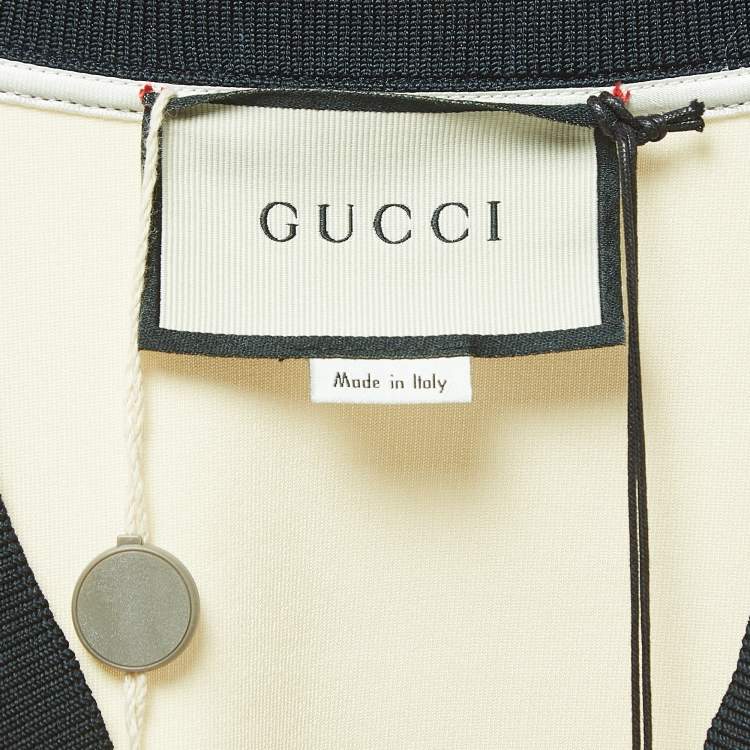 Pre Owned Gucci Cream Jersey Grosgrain-Trimmed Detail Mini Dress S
