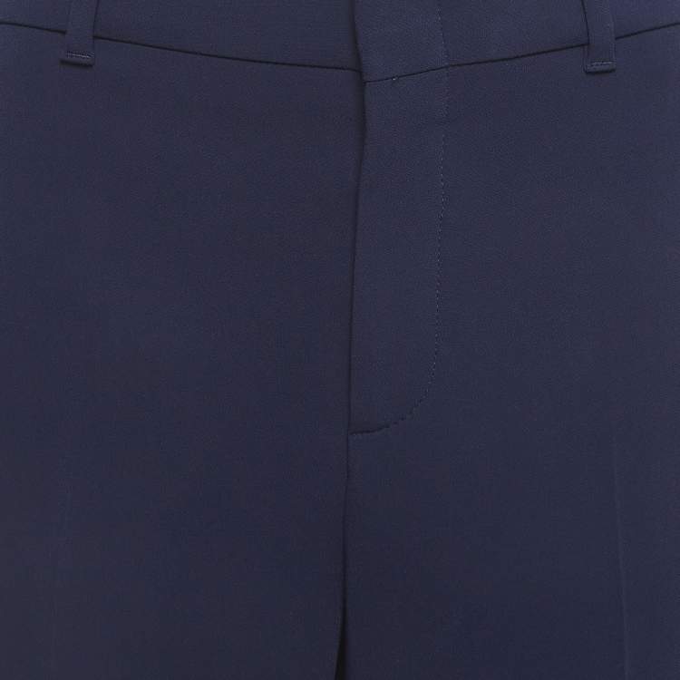Pre Owned Gucci Navy Blue Crepe Stripe Detail Trousers M