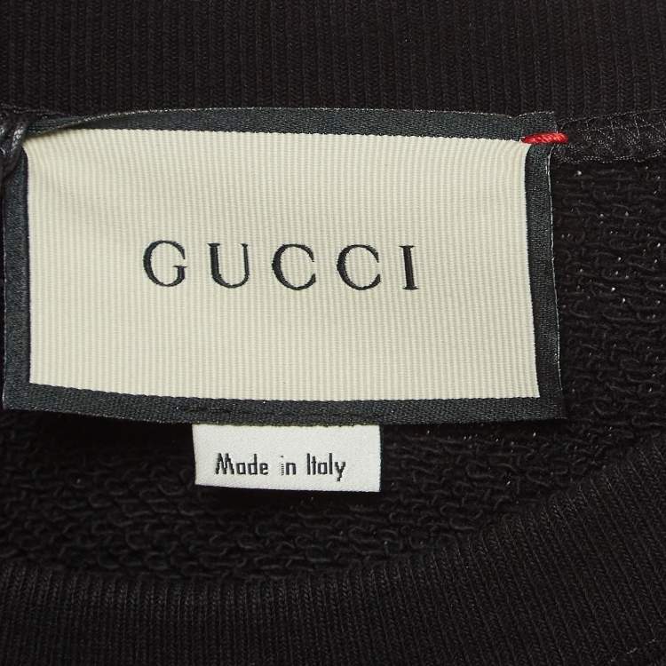 Pre Owned Gucci Black Cotton Dagger Heart Embroidered Sweatshirt S