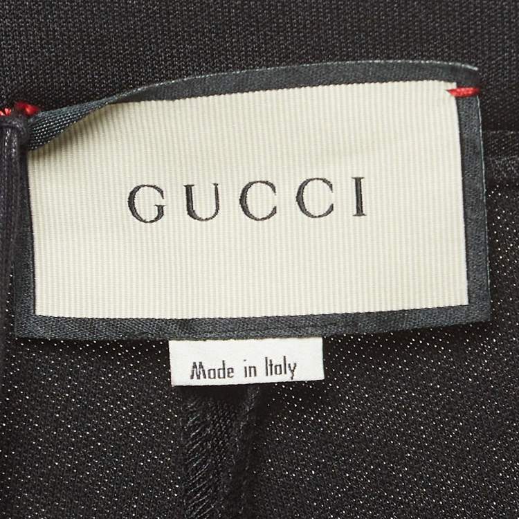 Pre Owned Gucci Black Technical Jersey Side Stripe Detail Stirrup Trousers L