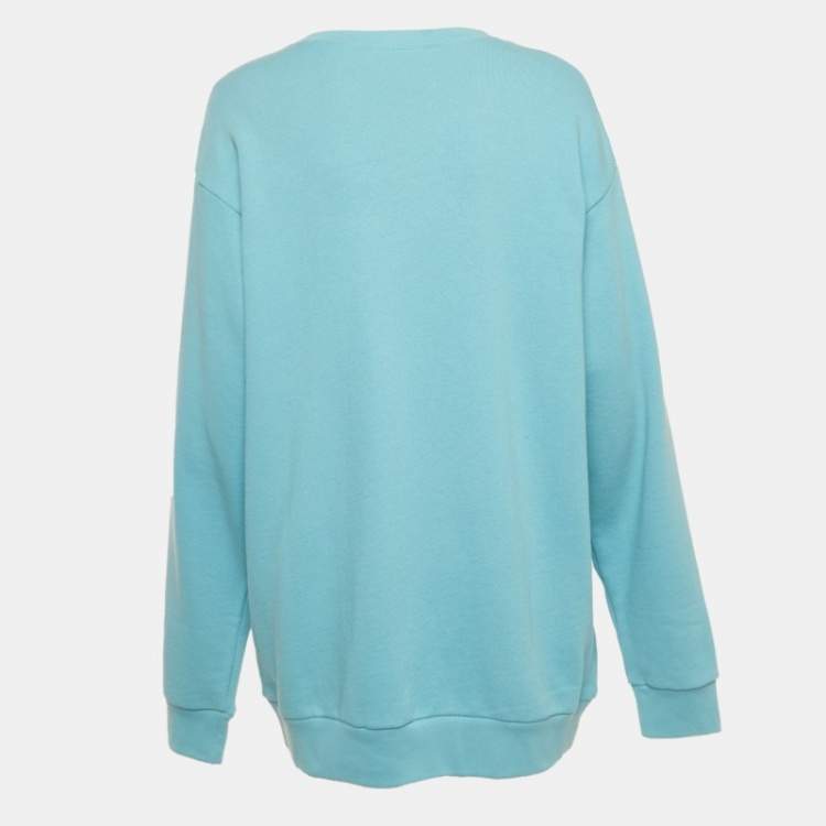 Pre Owned Gucci Blue Crystal Embellished Oversized Sweatshirt L