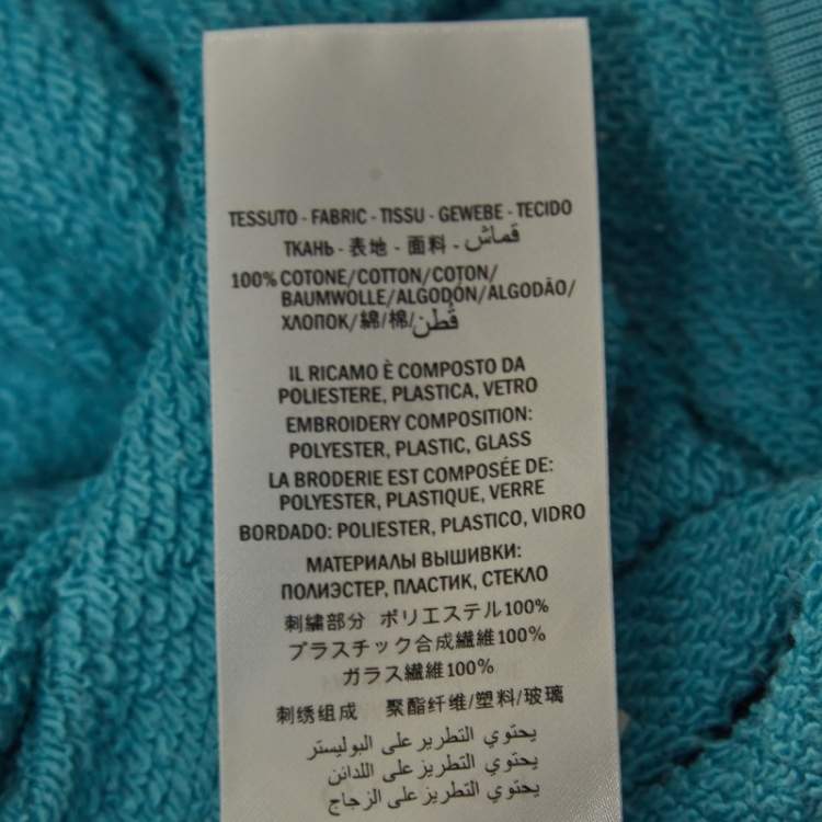 Pre Owned Gucci Blue Crystal Embellished Oversized Sweatshirt L