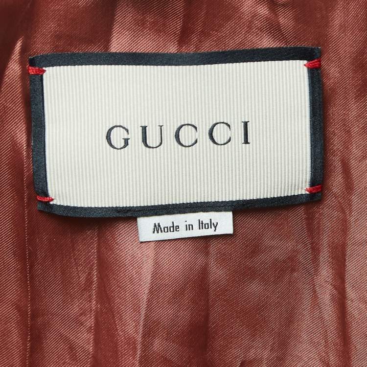 Pre Owned Gucci Cream Snake Printed Leather Jacket M