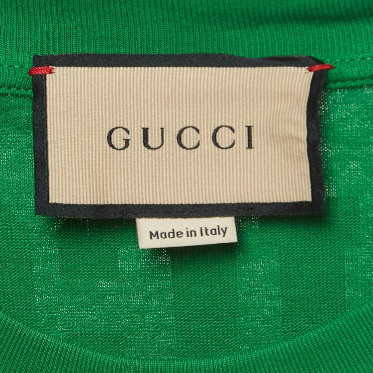 Pre Owned Gucci Green Eschatology Print Cotton Jersey T-Shirt XS