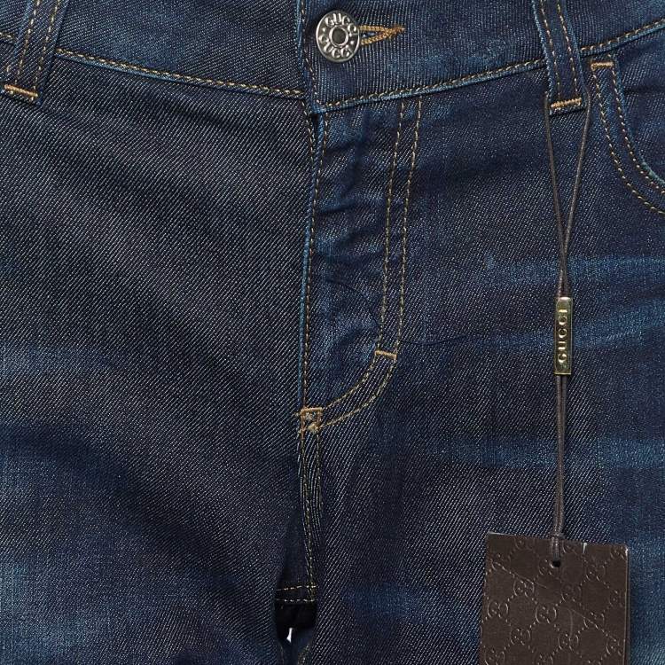 مملوكة مسبقًا Gucci Dark Blue Denim Skinny Flare Jeans L/Waist 34"