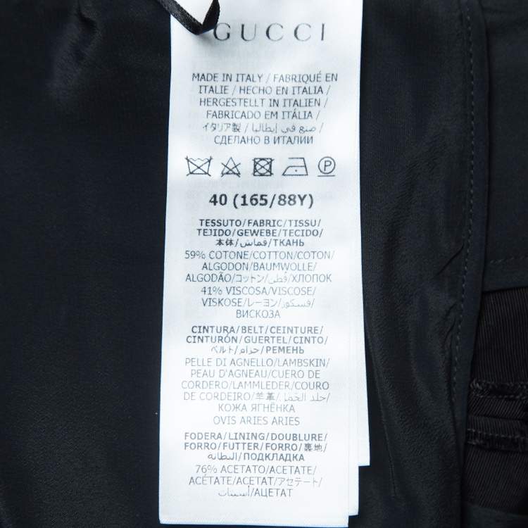 Pre Owned Gucci Black Monogram Jacquard Faille Belted Jumpsuit S