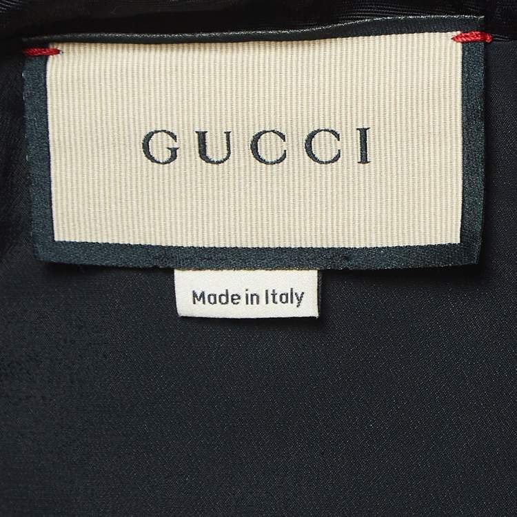 Pre Owned Gucci Black Monogram Jacquard Faille Belted Jumpsuit S