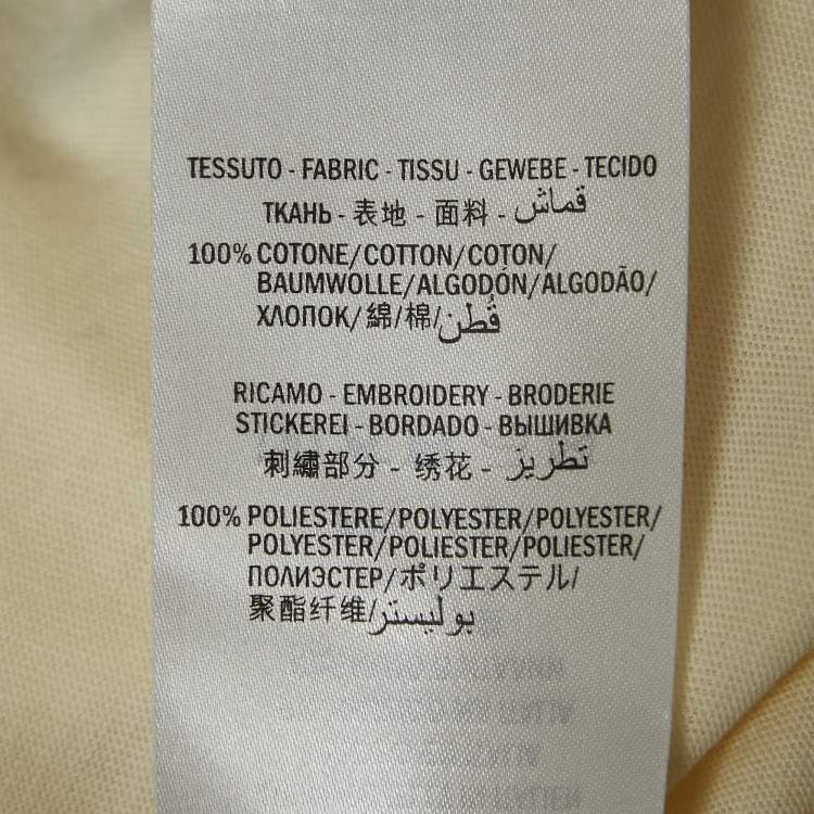 Pre Owned Gucci Cream Logo Sequined Cotton Crew Neck T-Shirt M