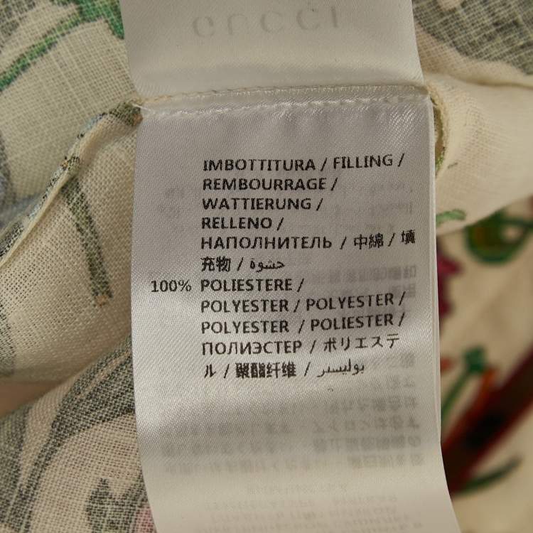 Pre Owned Gucci Cream/Multicolor Printed Linen Kaftan Dress M