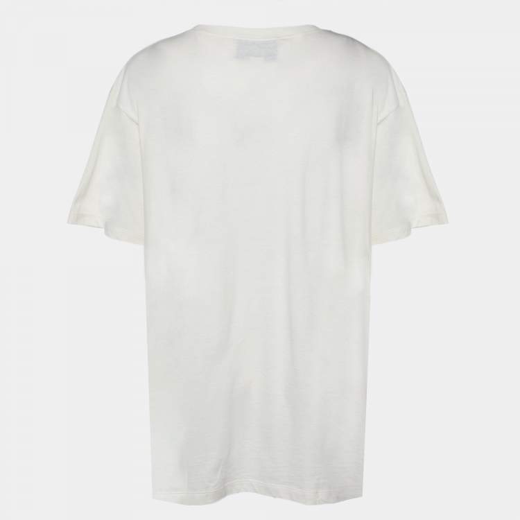 Pre Owned Gucci Cream Guccy Print Cotton Crew Neck T-Shirt L