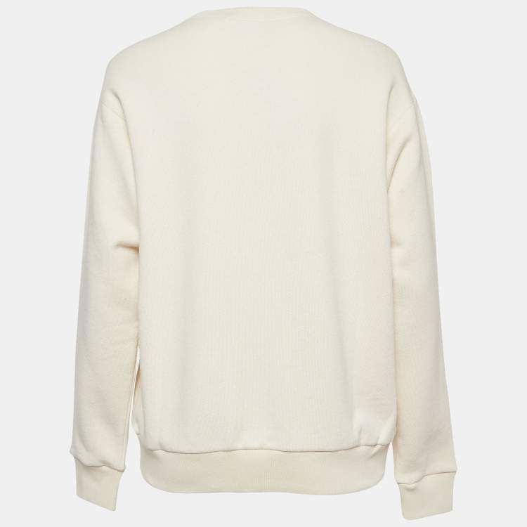 Pre Owned Gucci Cream Tiger Print Cotton Knit Crew Neck Garden Sweatshirt XS