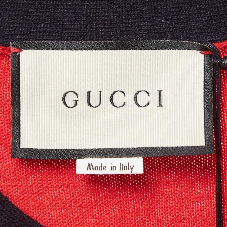 Pre Owned Gucci Red Contrast Edge Wool Knit Sleeveless Top S