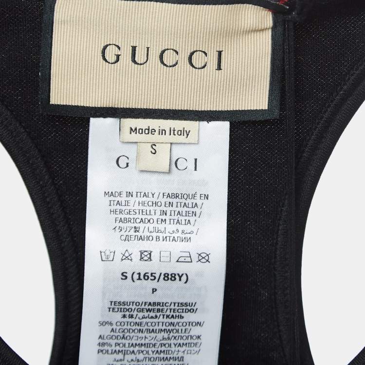 مملوكة مسبقًا Gucci Black Logo Print Jersey Cropped Tank Top S