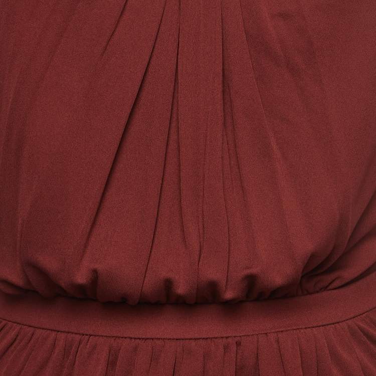 مملوكة مسبقًا Gucci Dark Red Knit Asymmetric Short Dress XS