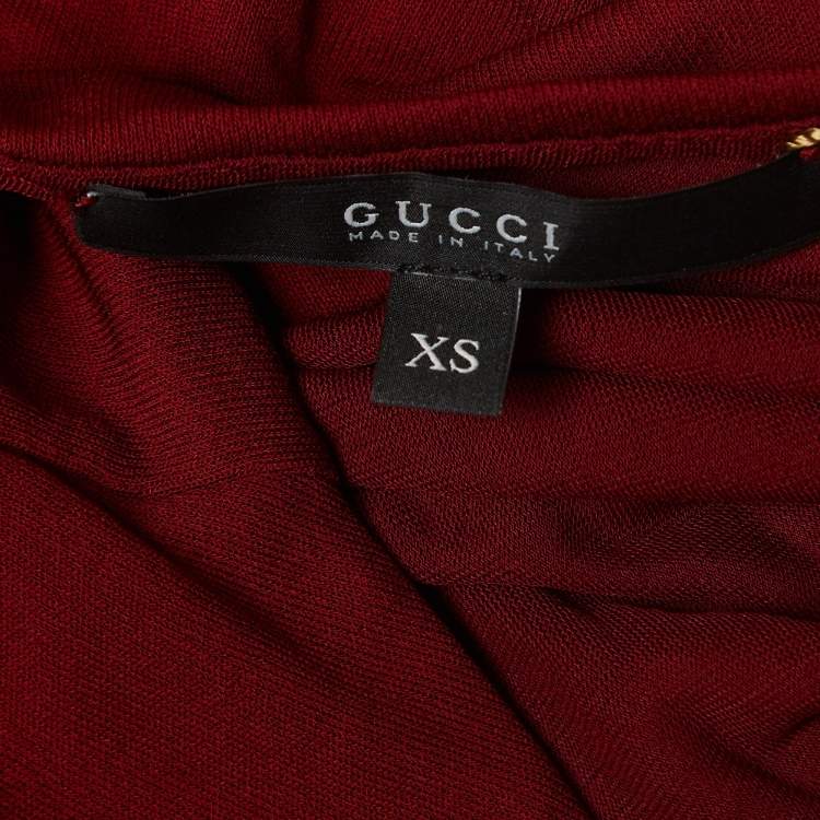 مملوكة مسبقًا Gucci Dark Red Knit Asymmetric Short Dress XS