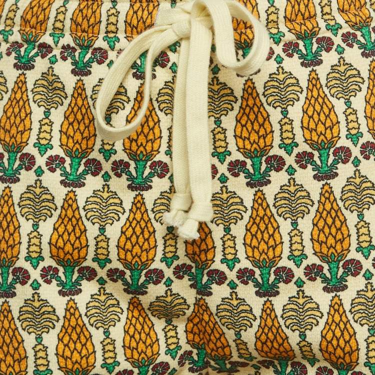 Pre Owned  Gucci Multicolor Garden Print Felted Cotton Joggers XS