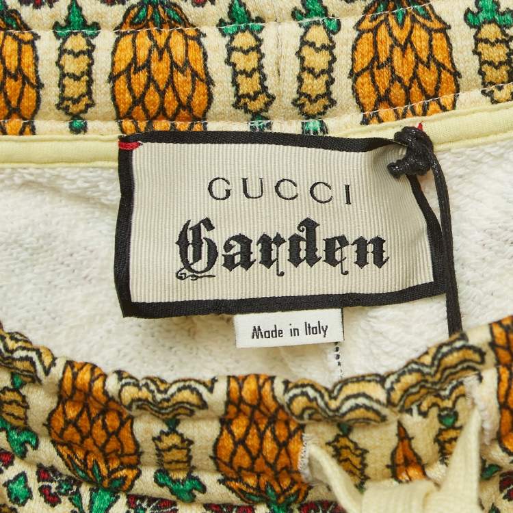 Pre Owned  Gucci Multicolor Garden Print Felted Cotton Joggers XS