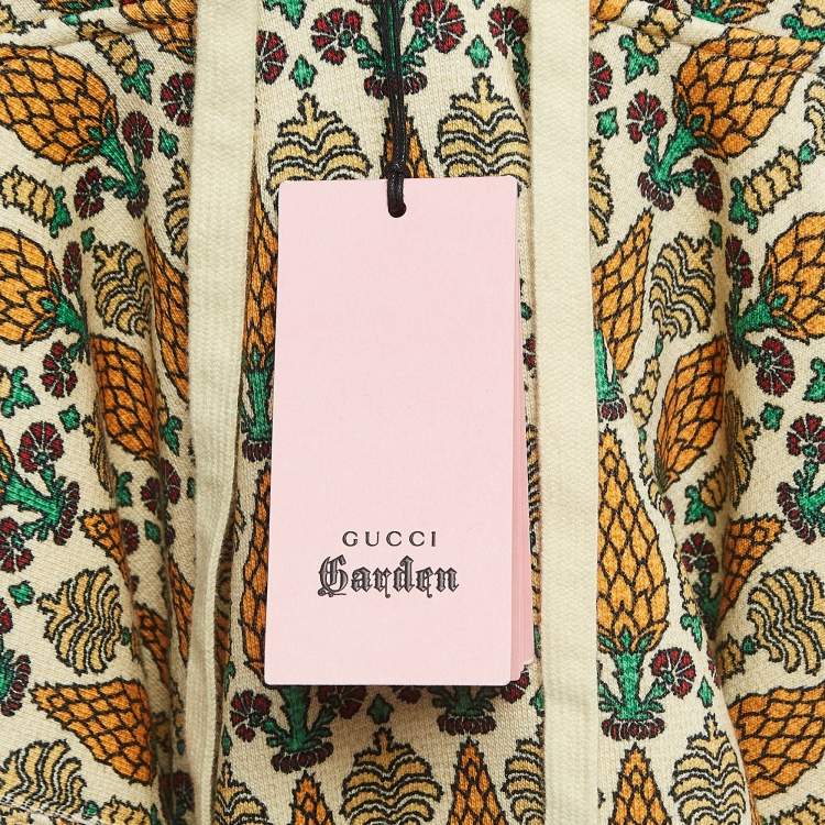 Pre Owned Gucci Multicolor Garden Print Felted Cotton Hoodie XS