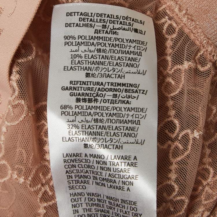 Pre Owned Gucci Beige GG web Embroidered Tulle Sheer Leggings XS