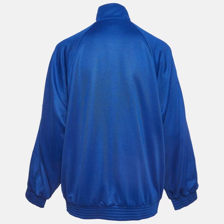 Pre Owned Gucci X Adidas Blue Logo Embroidered Jersey Performance Jacket M
