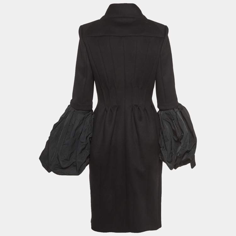 Pre Owned  Louis Vuitton Black Wool Blend Detachable Sleeves Coat M