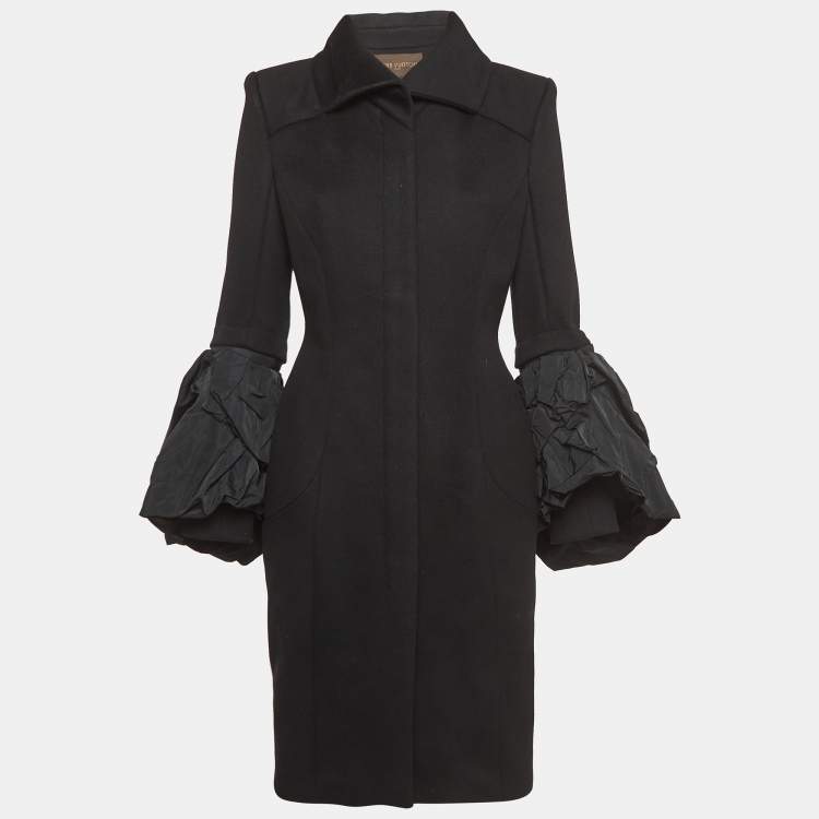 Pre Owned  Louis Vuitton Black Wool Blend Detachable Sleeves Coat M