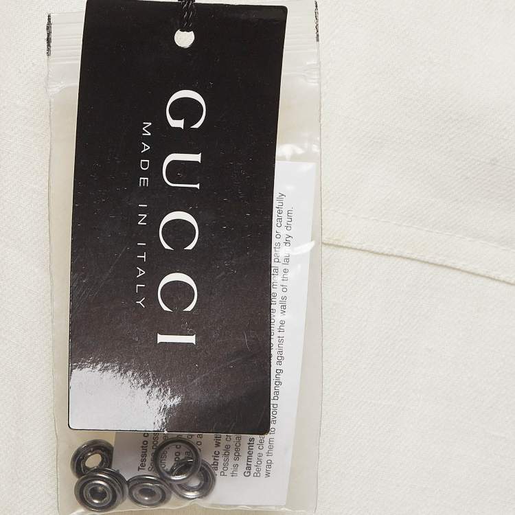 Pre Owned Gucci White Linen Cargo Trousers XS