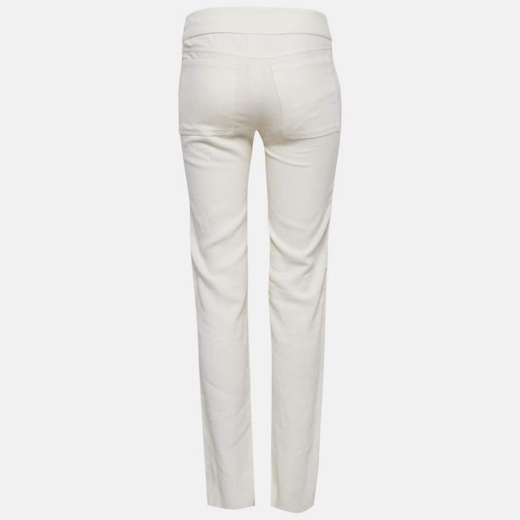 Pre Owned Gucci White Linen Cargo Trousers XS