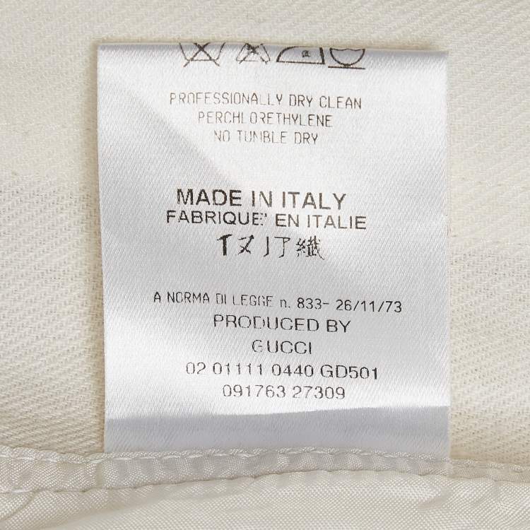 Pre Owned Gucci White Linen Cargo Trousers XS