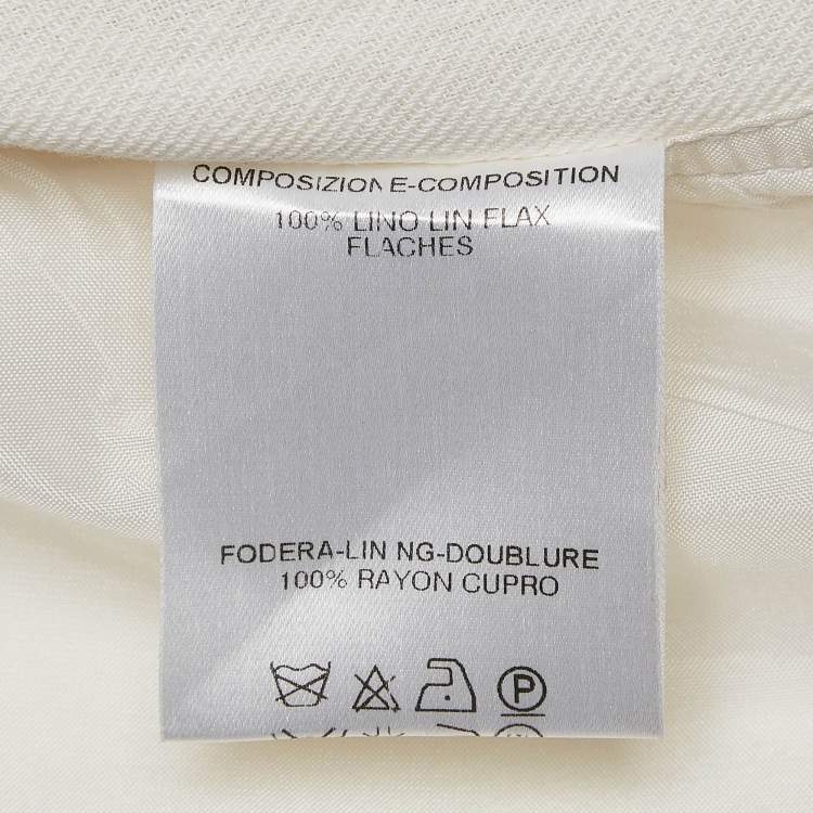 Pre Owned Gucci White Linen Cargo Trousers XS