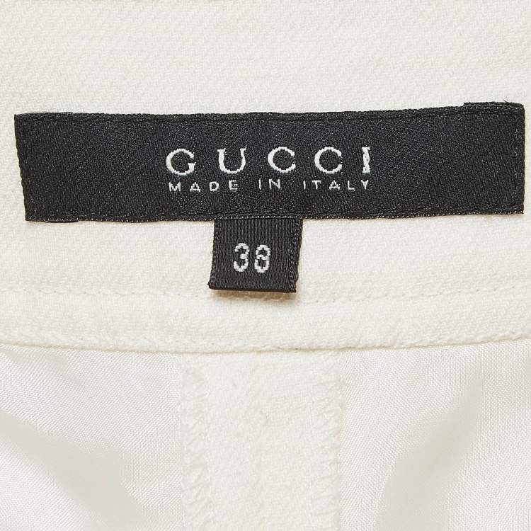 Pre Owned Gucci White Linen Cargo Trousers XS