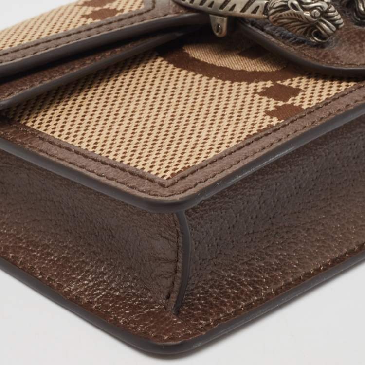 Pre Owned Gucci Brown Jumbo GG Canvas and Leather Super Mini Dionysus Shoulder Bag
