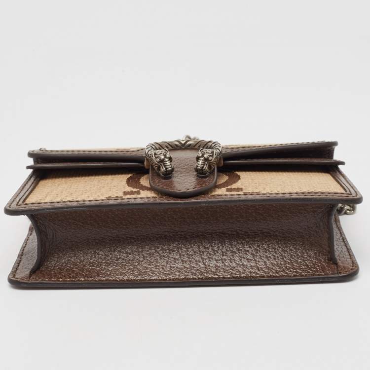 Pre Owned Gucci Brown Jumbo GG Canvas and Leather Super Mini Dionysus Shoulder Bag