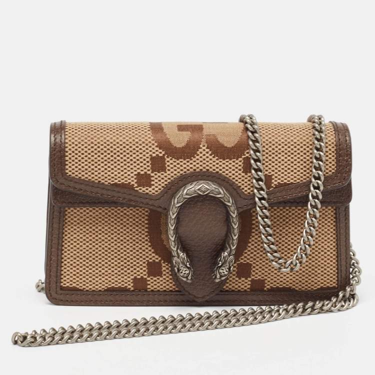 Pre Owned Gucci Brown Jumbo GG Canvas and Leather Super Mini Dionysus Shoulder Bag