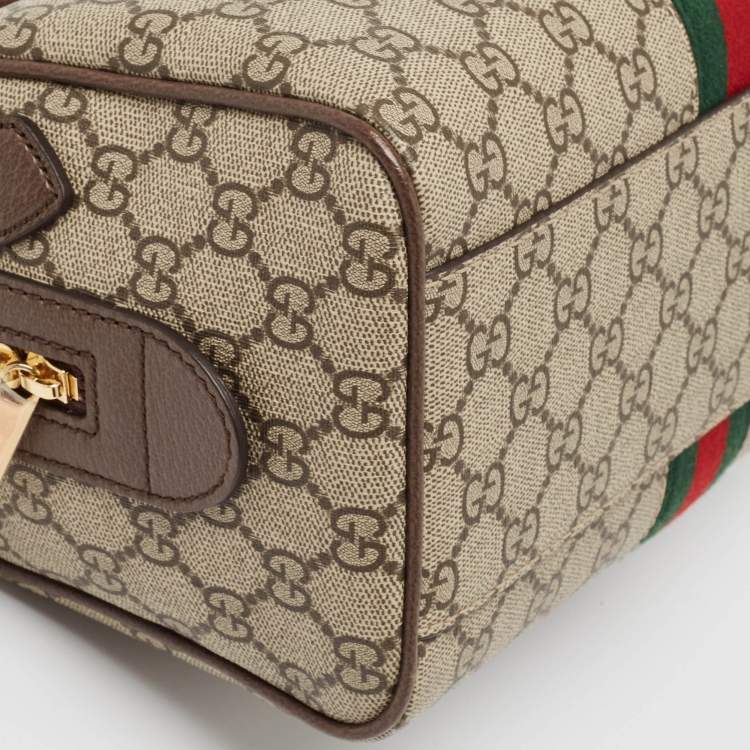 Pre Owned Gucci Beige/Ebony GG Supreme Canvas Small Ophidia Boston Bag