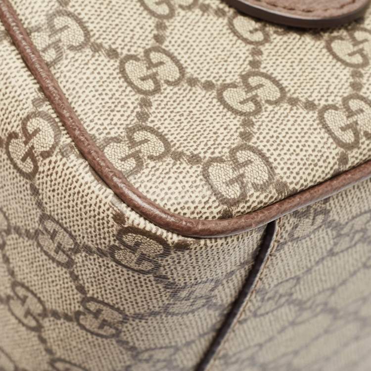 Pre Owned Gucci Beige/Ebony GG Supreme Canvas Small Ophidia Boston Bag