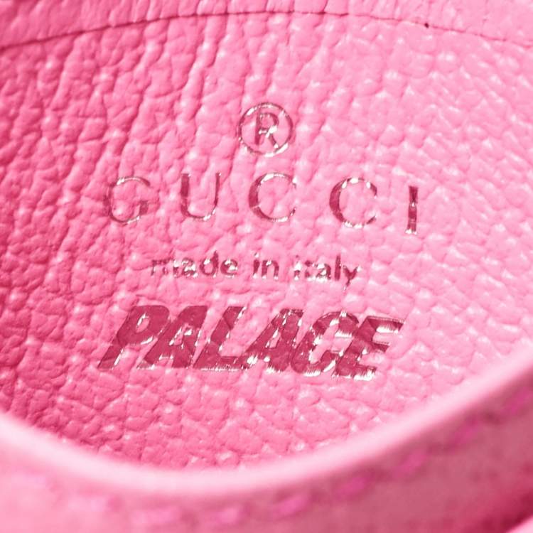 Pre Owned Gucci x Palace Pink GG-P Supreme Canvas Card Holder