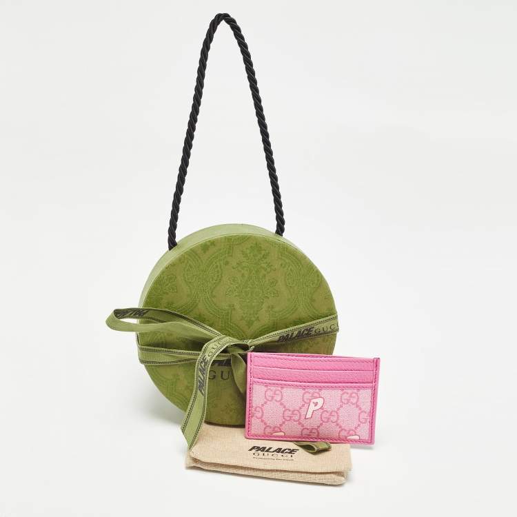 Pre Owned Gucci x Palace Pink GG-P Supreme Canvas Card Holder