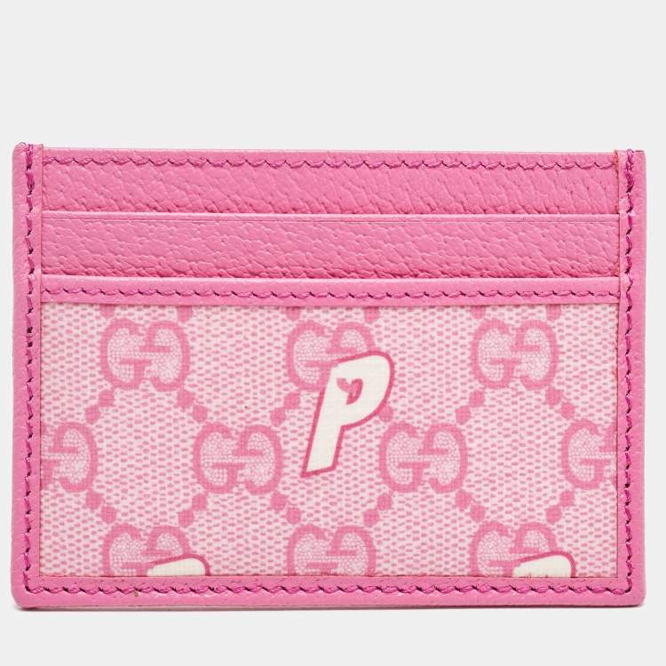 Pre Owned Gucci x Palace Pink GG-P Supreme Canvas Card Holder