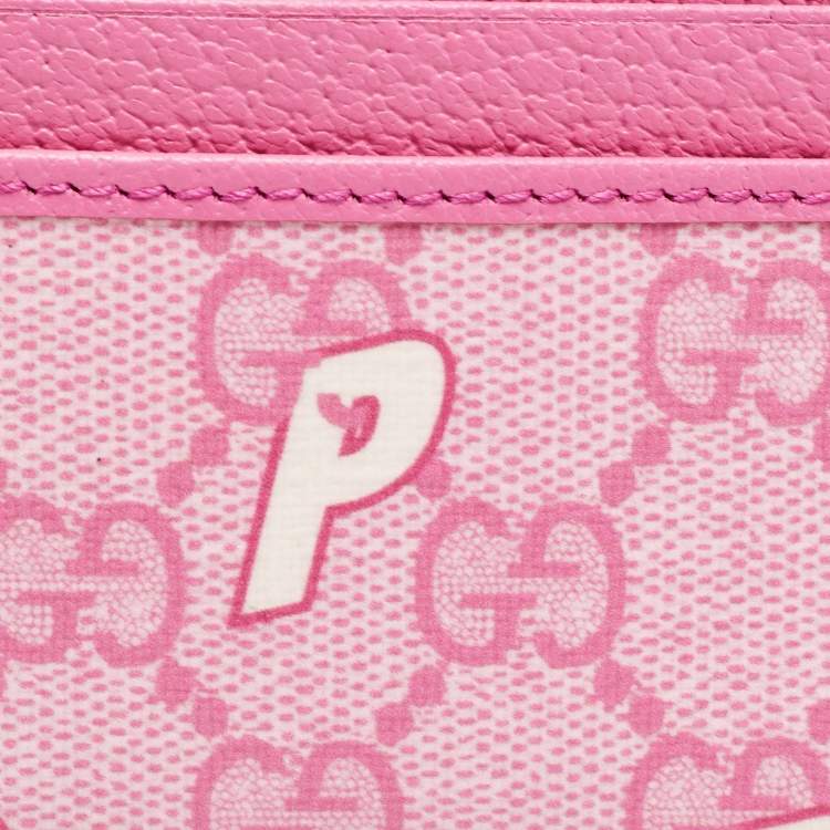 Pre Owned Gucci x Palace Pink GG-P Supreme Canvas Card Holder