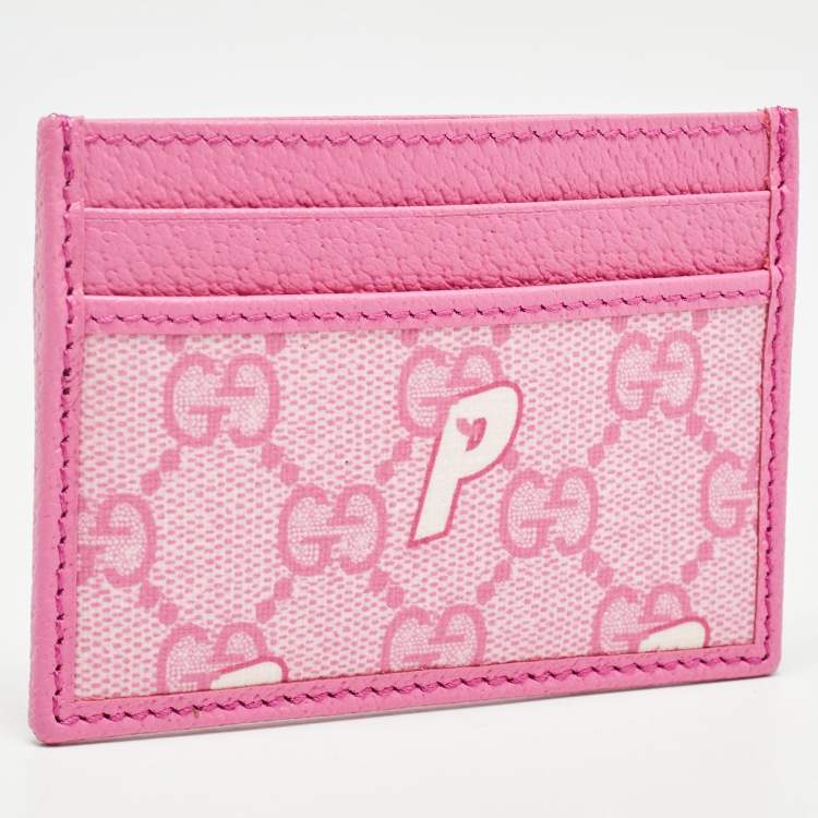 Pre Owned Gucci x Palace Pink GG-P Supreme Canvas Card Holder