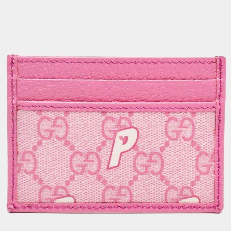 Pre Owned Gucci x Palace Pink GG-P Supreme Canvas Card Holder