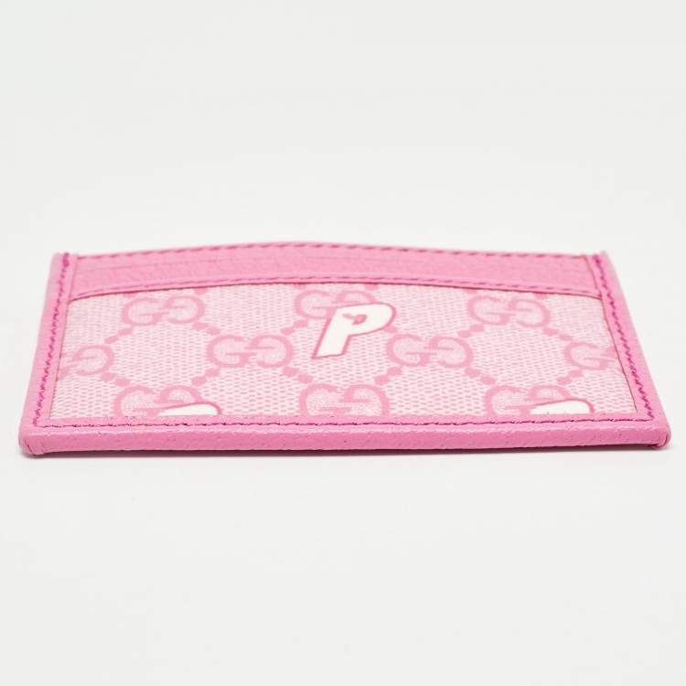Pre Owned Gucci x Palace Pink GG-P Supreme Canvas Card Holder