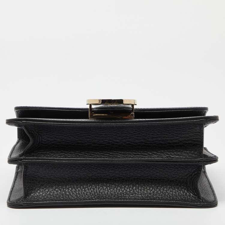 Pre Owned Gucci Black Leather Dollar Interlocking G Crossbody Bag