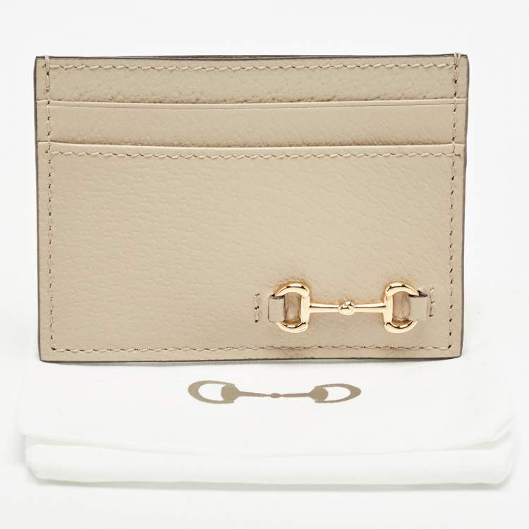 مملوكة مسبقًا Gucci Beige Leather Horsebit Card Holder