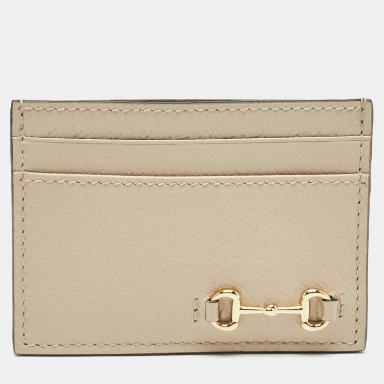 مملوكة مسبقًا Gucci Beige Leather Horsebit Card Holder