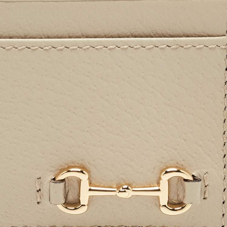 مملوكة مسبقًا Gucci Beige Leather Horsebit Card Holder
